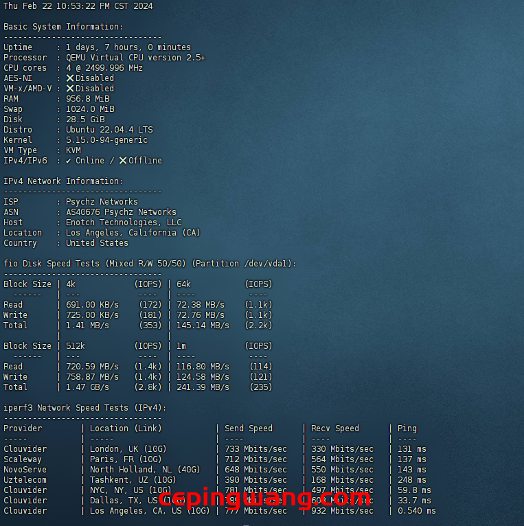 HostTheBest主机怎么样?洛杉矶VPS 4核心,1G内存,30 GB NVme VPS主机测评-图片2